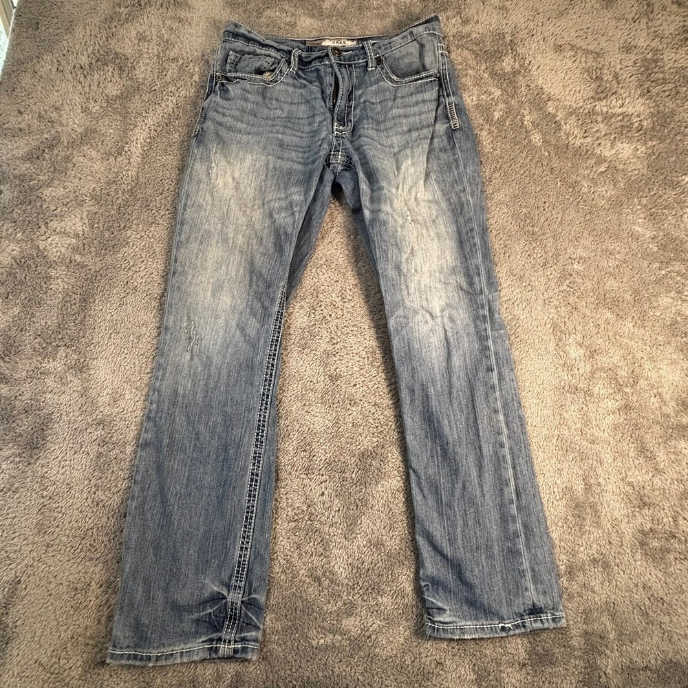 BKE Denim Jake Straight Leg Jeans Medium Wash Contrast Stitch 30S